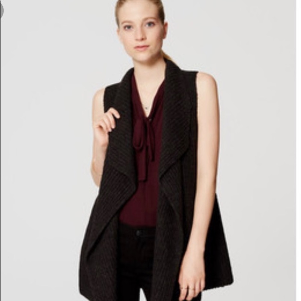 Loft ribbed sweater vest in charcoal grey